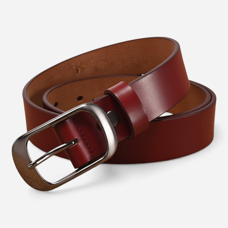 Ceinture Cuir Bordeaux Boucle Noir Brillant Femme