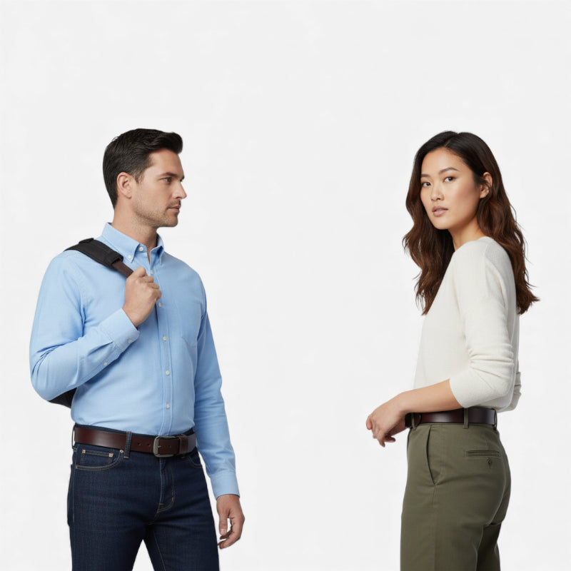 Ceinture Cuir Véritable Marron Foncé Homme