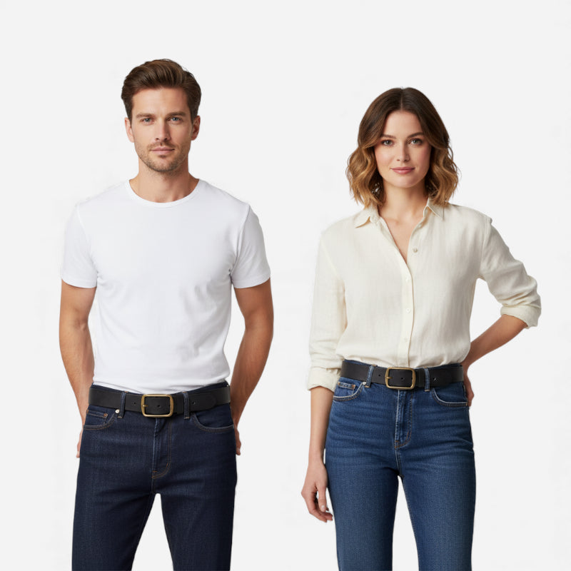 Ceinture Cuir Noir Boucle Dorée