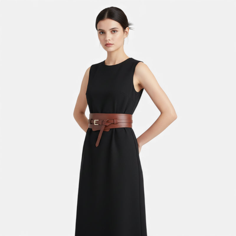 Ceinture Large Taille Haute En Cuir Pour Femme