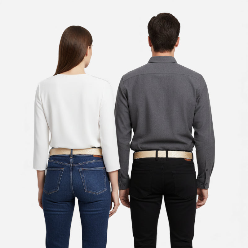 Ceinture Cuir Véritable Beige Boucle Argentée Western Vintage