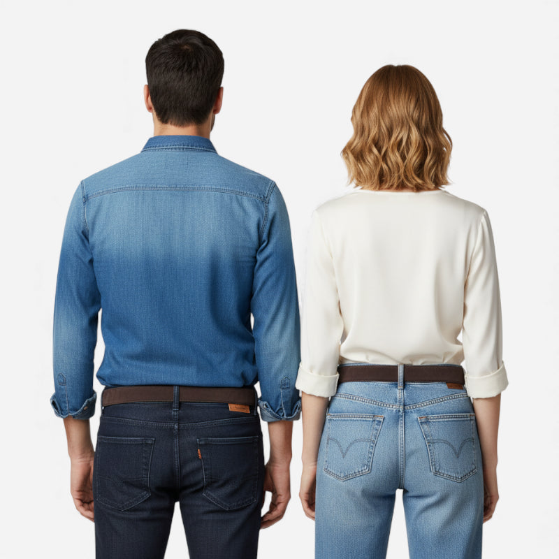 Ceinture Daim Marron Foncé Boucle Dorée