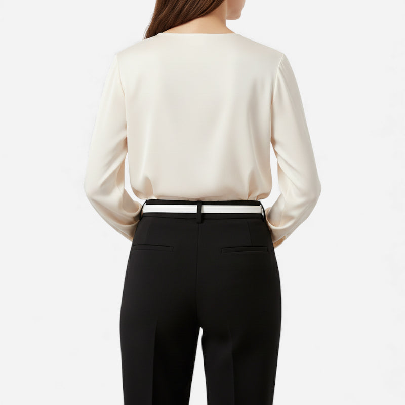 Ceinture Boucle H Dorée Fine Cuir Blanc Pour Femme