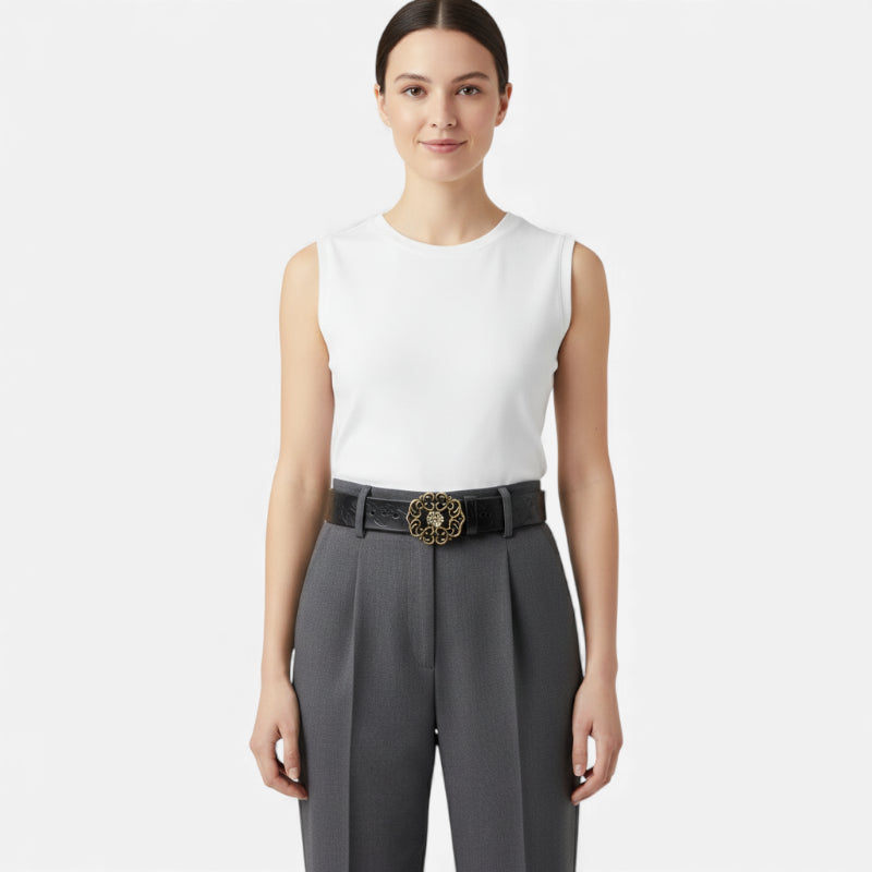 Ceinture Noire Boucle Dorée Femme