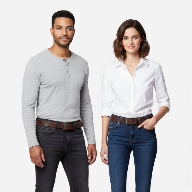 Ceinture Premium En Cuir Véritable Marron De Luxe Homme