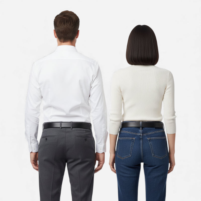 Ceinture Cuir Noir Boucle Argentée Unisexe