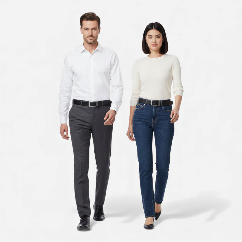 Ceinture Cuir Noir Boucle Argentée Unisexe