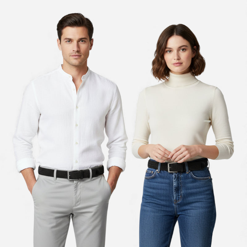 Ceinture Tissu Tressé Noir Unisexe