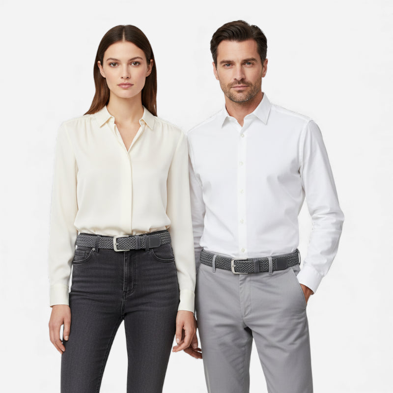 Ceinture Tissu Tressé Grise Unisexe