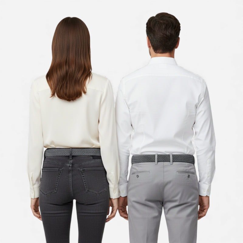 Ceinture Tissu Tressé Grise Unisexe