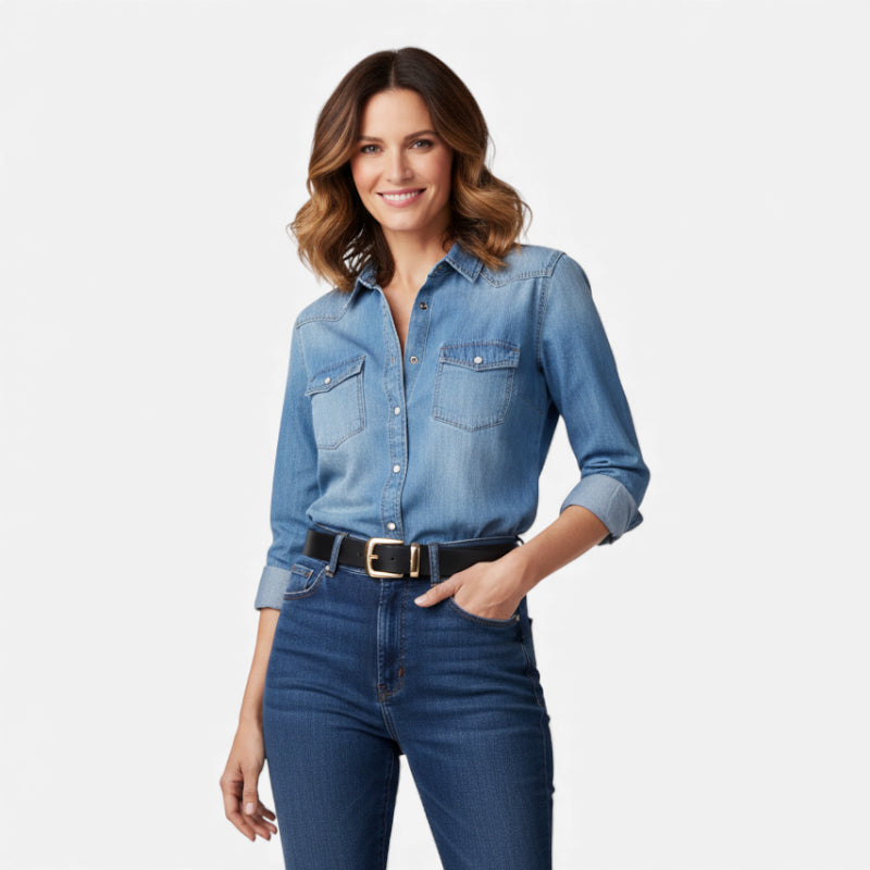 Ceinture Cuir Noir Boucle Dorée Brillant Femme