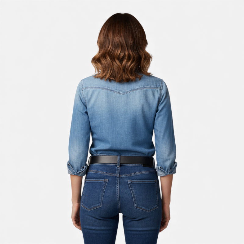 Ceinture Cuir Noir Boucle Dorée Brillant Femme