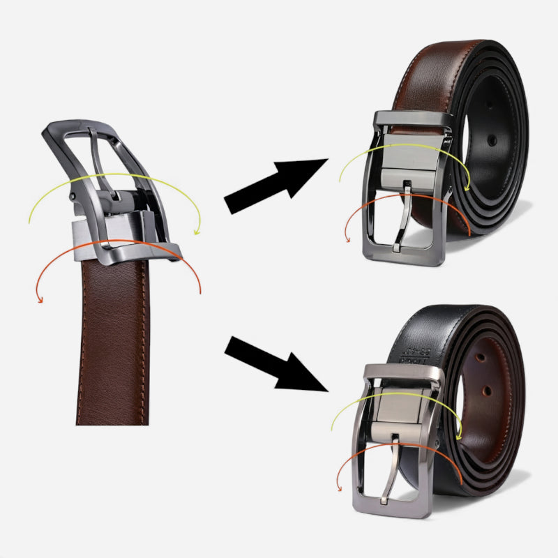 Ceinture Homme Cuir Réversible Noir Marron - Réversible 2 en 1
