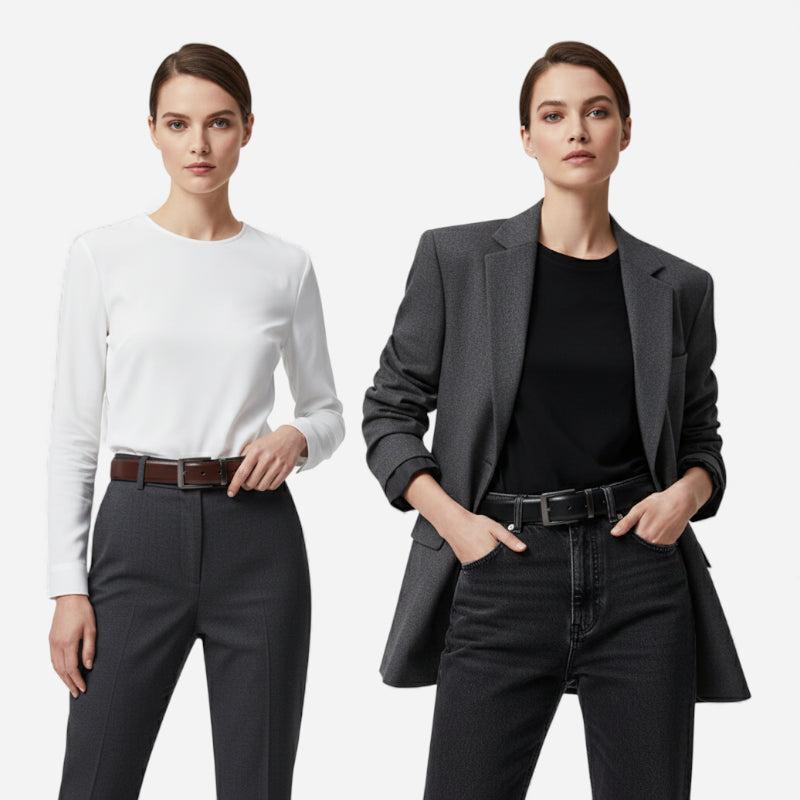 Ceinture Cuir Marron Très Foncé et Noir Réversible Homme - Réversible 2 en 1