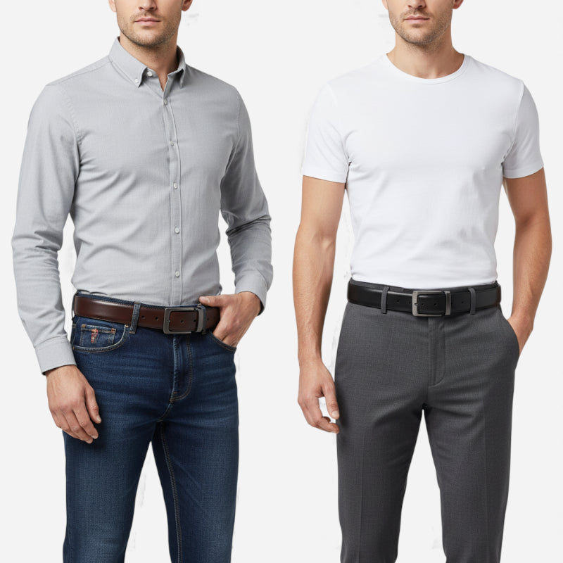 Ceinture Cuir Marron Très Foncé et Noir Réversible Homme - Réversible 2 en 1