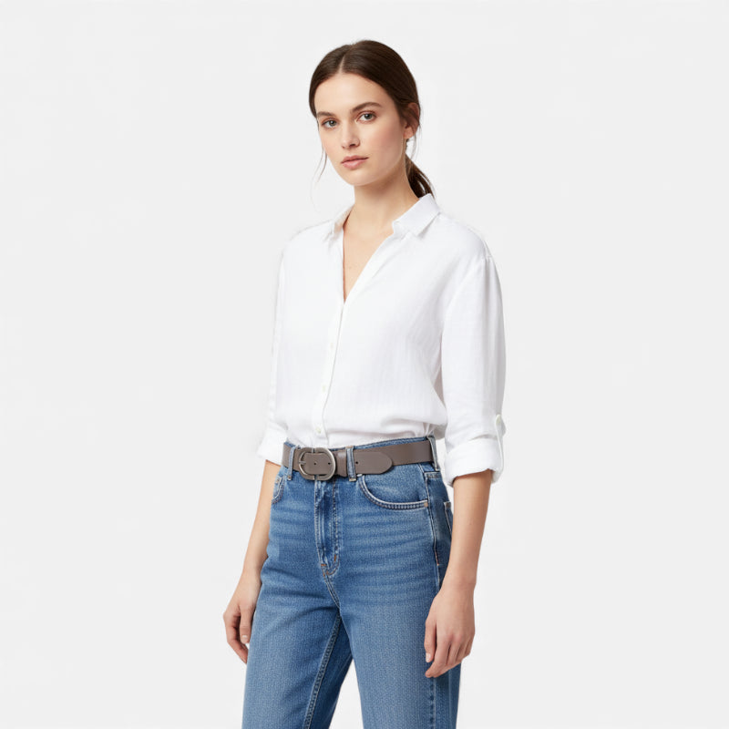 Ceinture Cuir Gris Femme