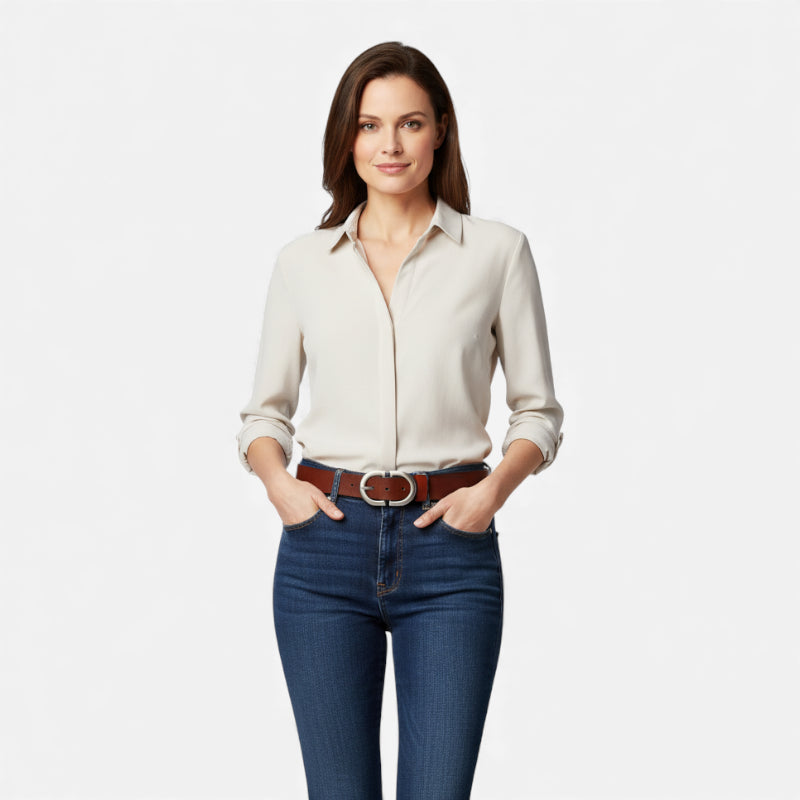 Ceinture Cuir Marron Foncé Femme