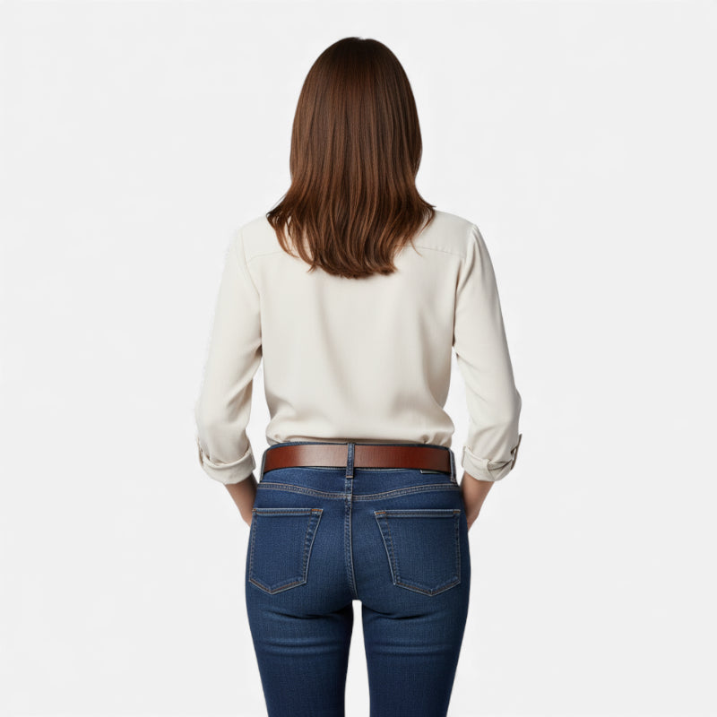 Ceinture Cuir Marron Foncé Femme