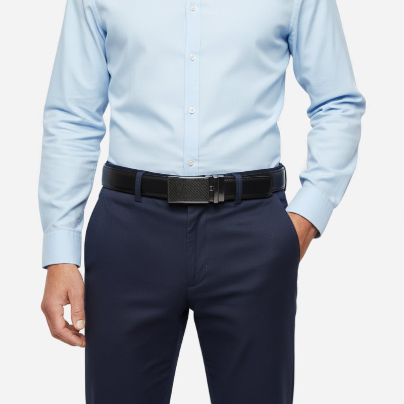Ceinture En Cuir Noir Automatique Homme