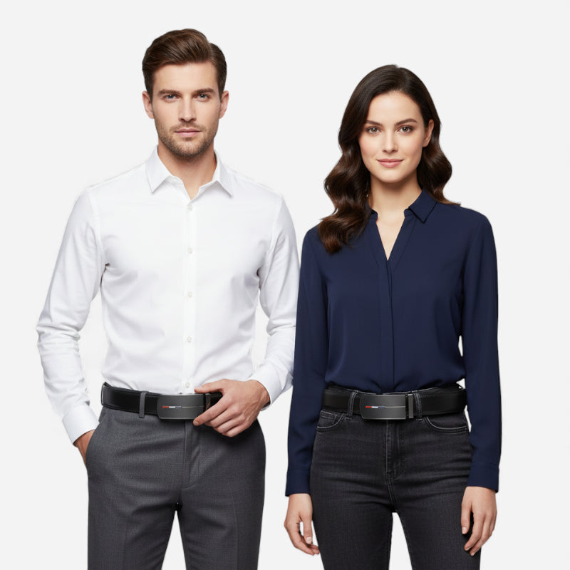 Ceinture Cuir Noir Automatique Drapeau Français Homme