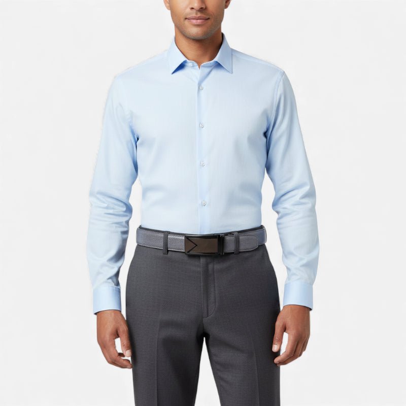 Ceinture Automatique Cuir Gris Homme