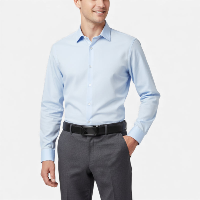 Ceinture Automatique En Cuir Tressée Premium Noir Homme