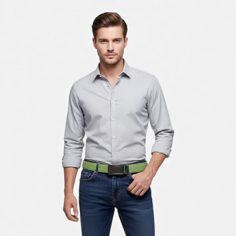 Ceinture Automatique Cuir Verte Homme