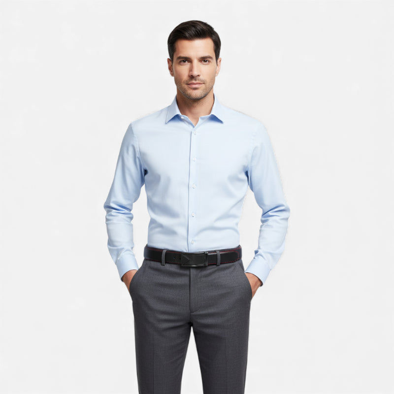 Ceinture Cuir Noir Surpiqué Rouge Automatique Homme