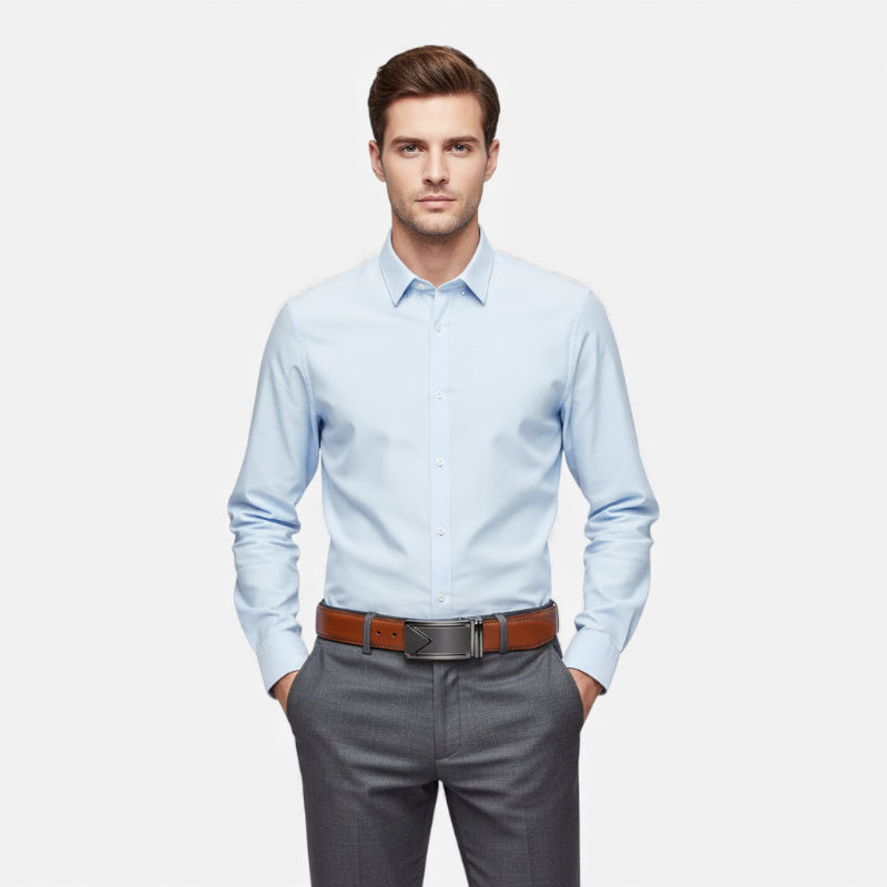 Ceinture Cuir Marron Lisse Automatique Homme