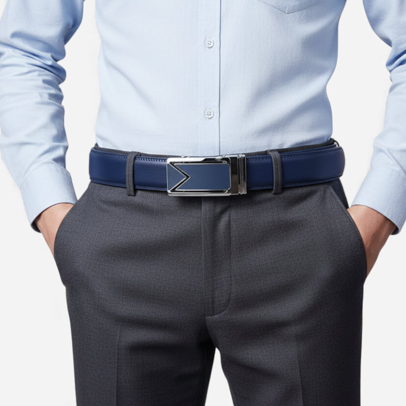 Ceinture Cuir Bleu Marine Homme