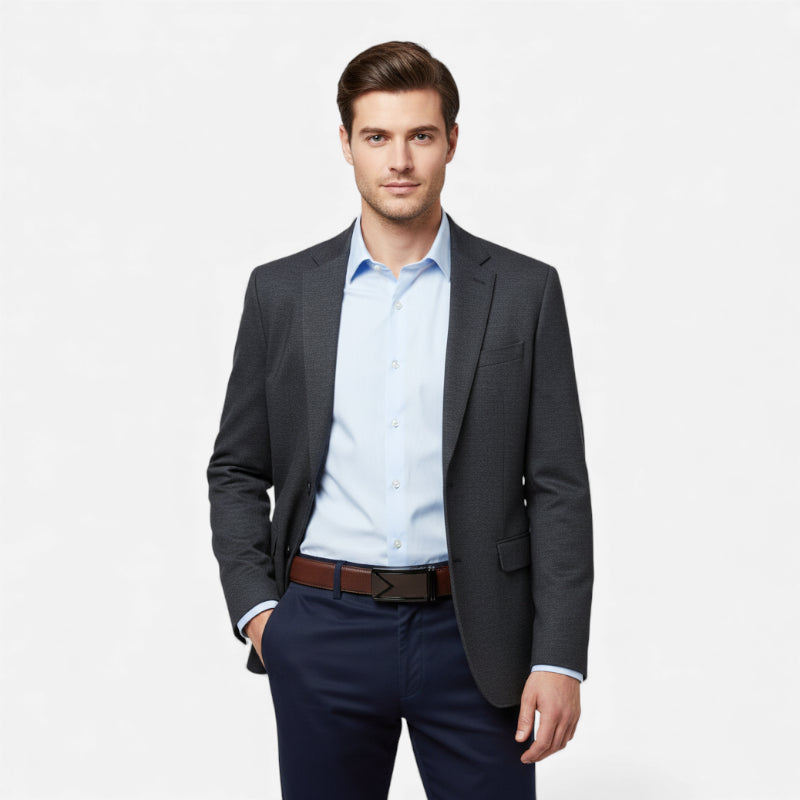 Ceinture Cuir Tressé Marron Foncé Automatique Homme