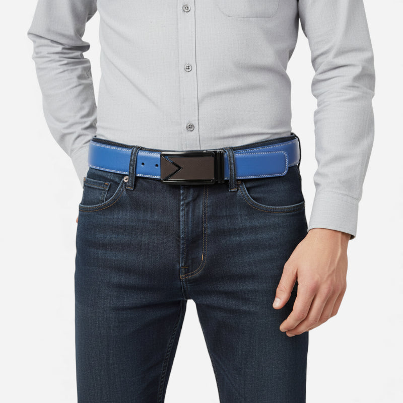 Ceinture Cuir Bleu Automatique Homme