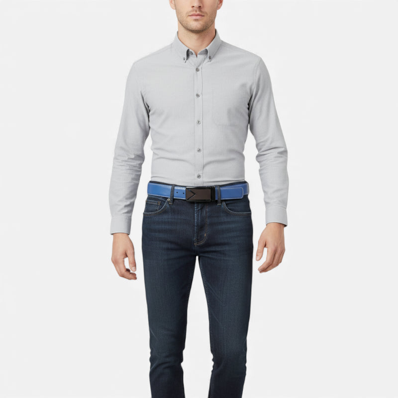 Ceinture Cuir Bleu Automatique Homme