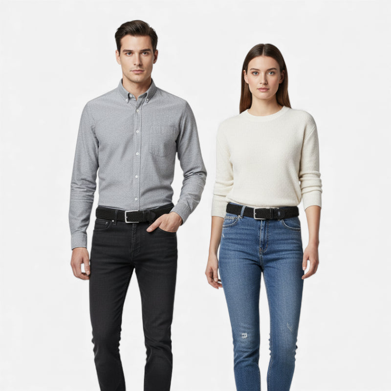 Ceinture Tressée Noire Unisexe