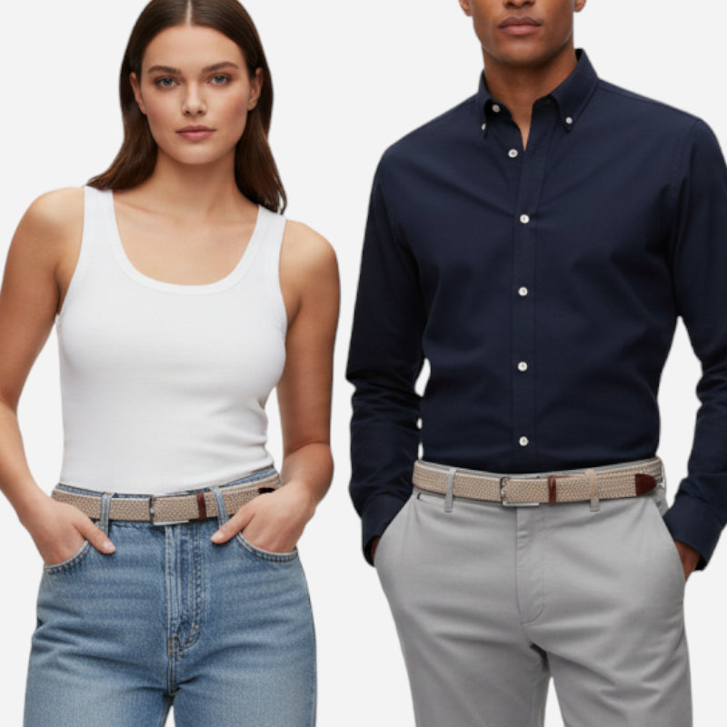 Ceinture Tressée Beige Unisexe
