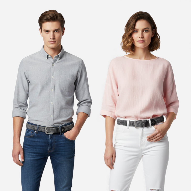 Ceinture Tressée Gris Foncé Unisexe