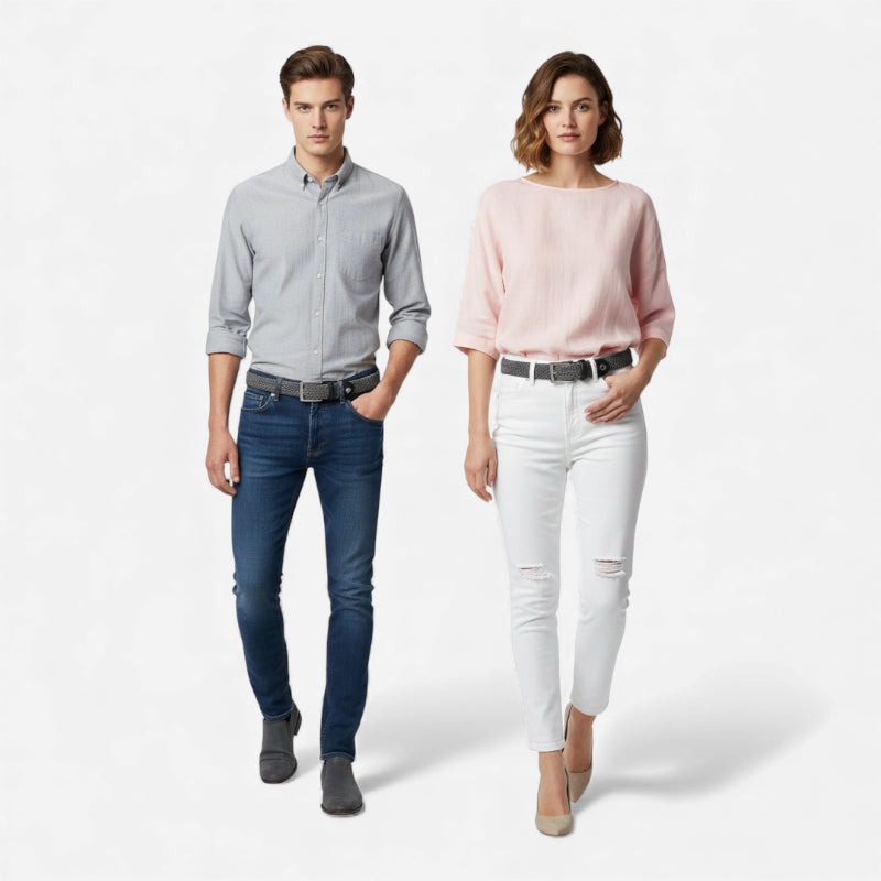Ceinture Tressée Gris Foncé Unisexe
