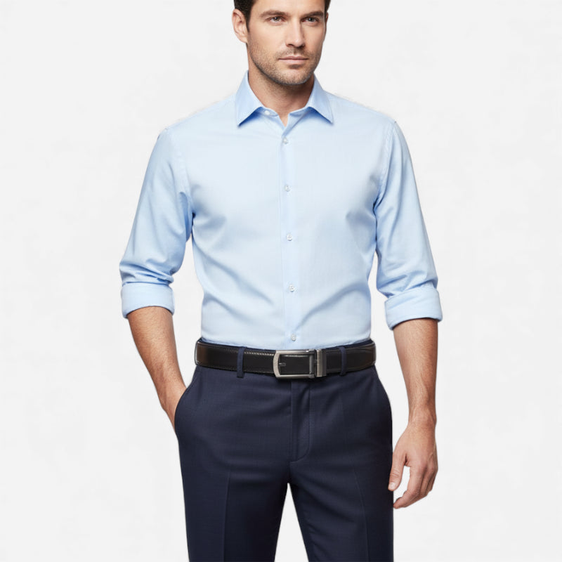 Ceinture Cuir Noir Automatique Boucle Brillante Homme