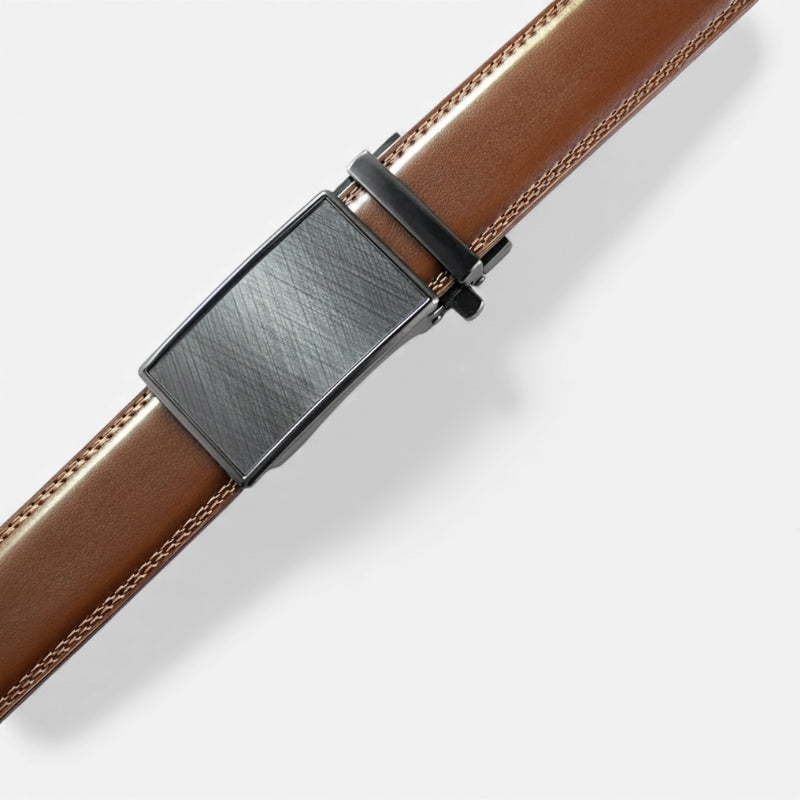 Ceinture En Cuir Marron Cognac Foncé Automatique Homme