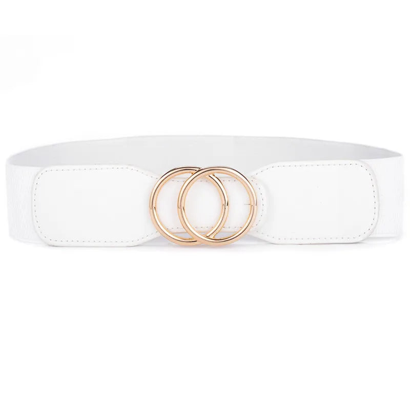 Ceinture Elastique Camel Large Boucle Argentée Femme