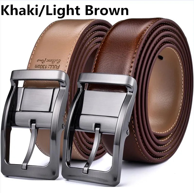 Ceinture Cuir Beige et Marron Réversible Homme