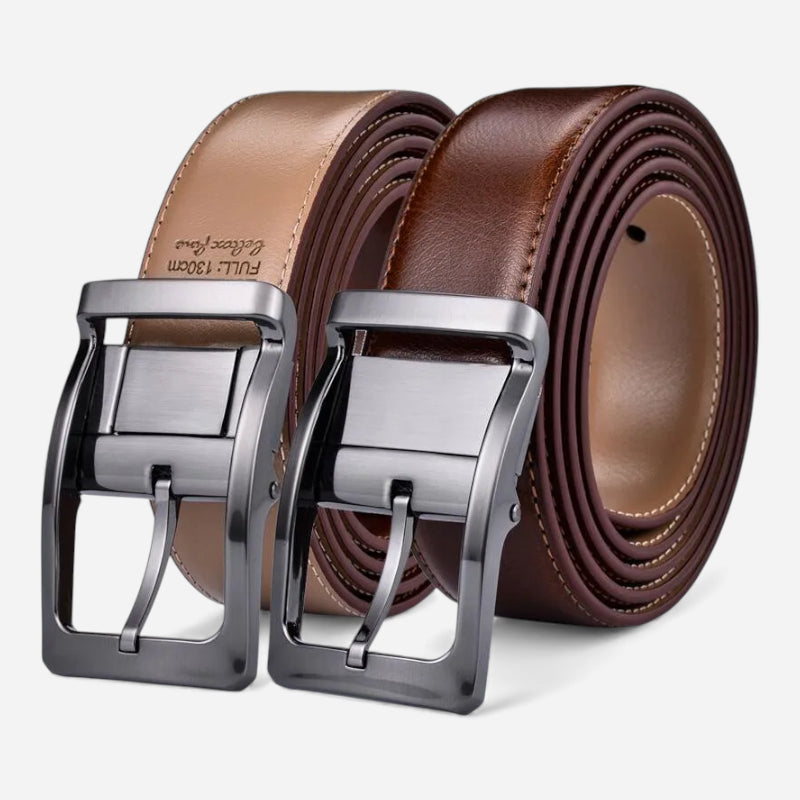 Ceinture Cuir Beige et Marron Réversible - Réversible 2 en 1