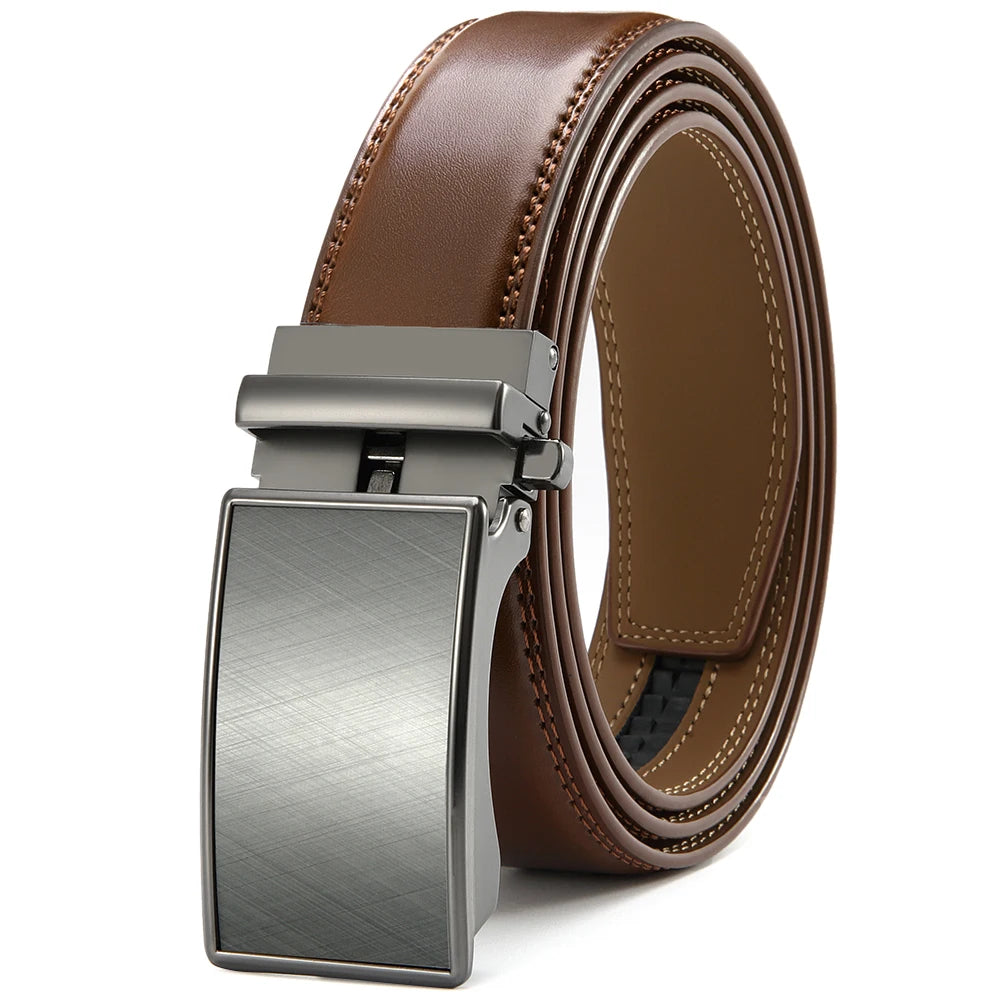 Ceinture Cuir Marron Foncé Automatique Homme