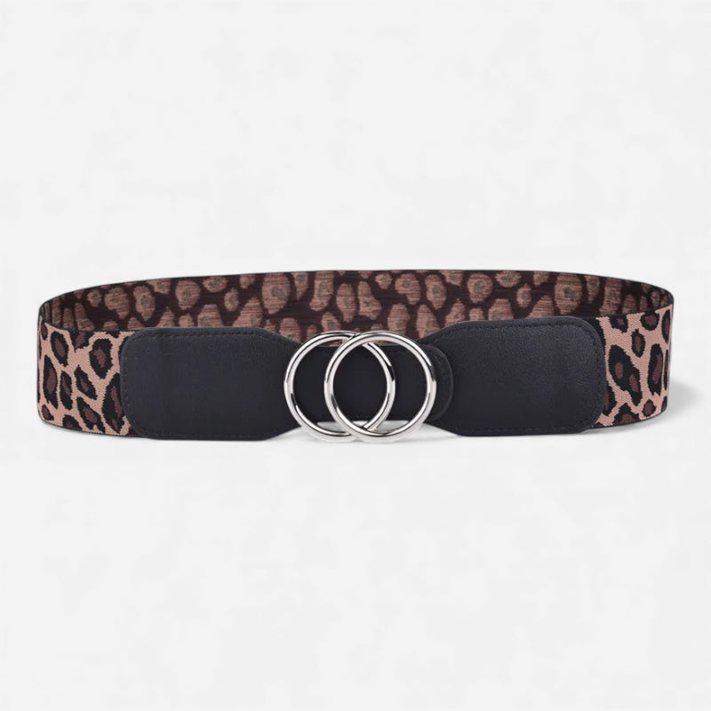 Ceinture Léopard Elastique Large Boucle Argentée Femme
