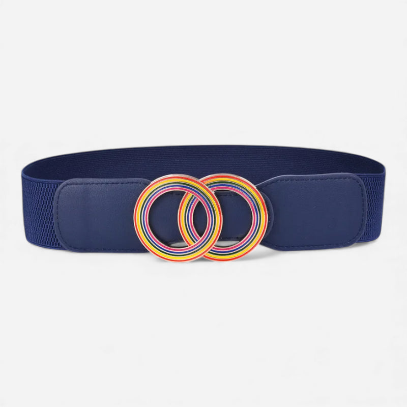 Ceinture Elastique Large Marine Boucle Arc En Ciel Femme