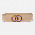 Ceinture Elastique Beige Large Boucle Arc En Ciel Femme