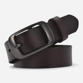 Ceinture Cuir Marron Très Foncé Boucle Noir Brillant Femme