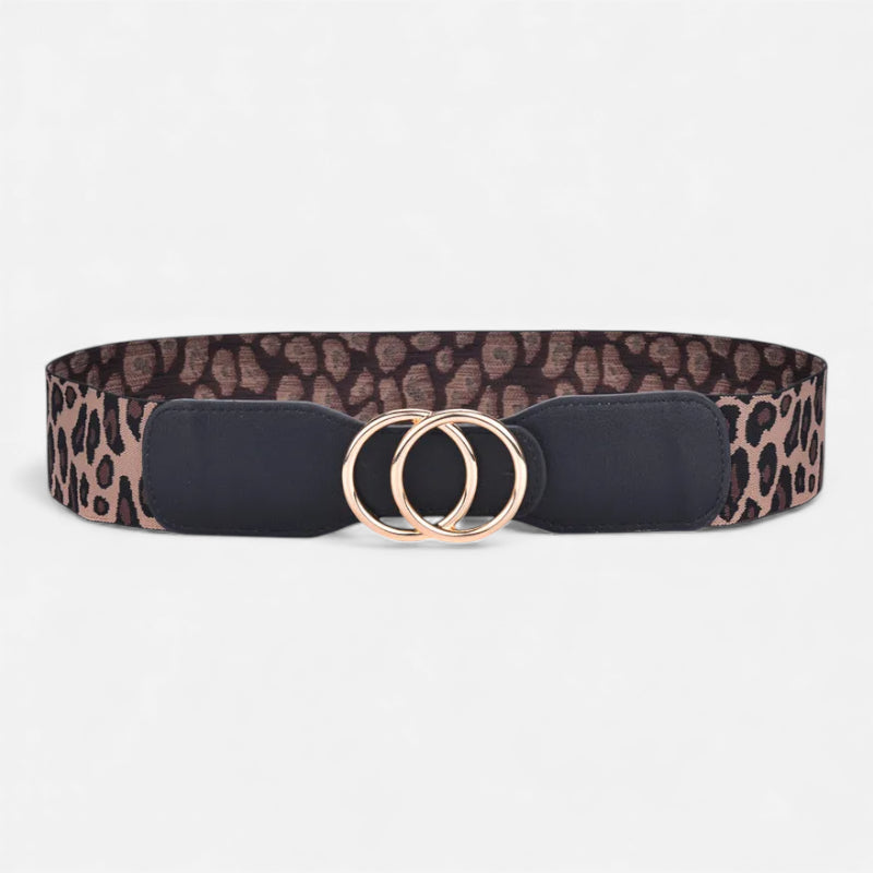 Ceinture Elastique Large Léopard Boucle Dorée Femme