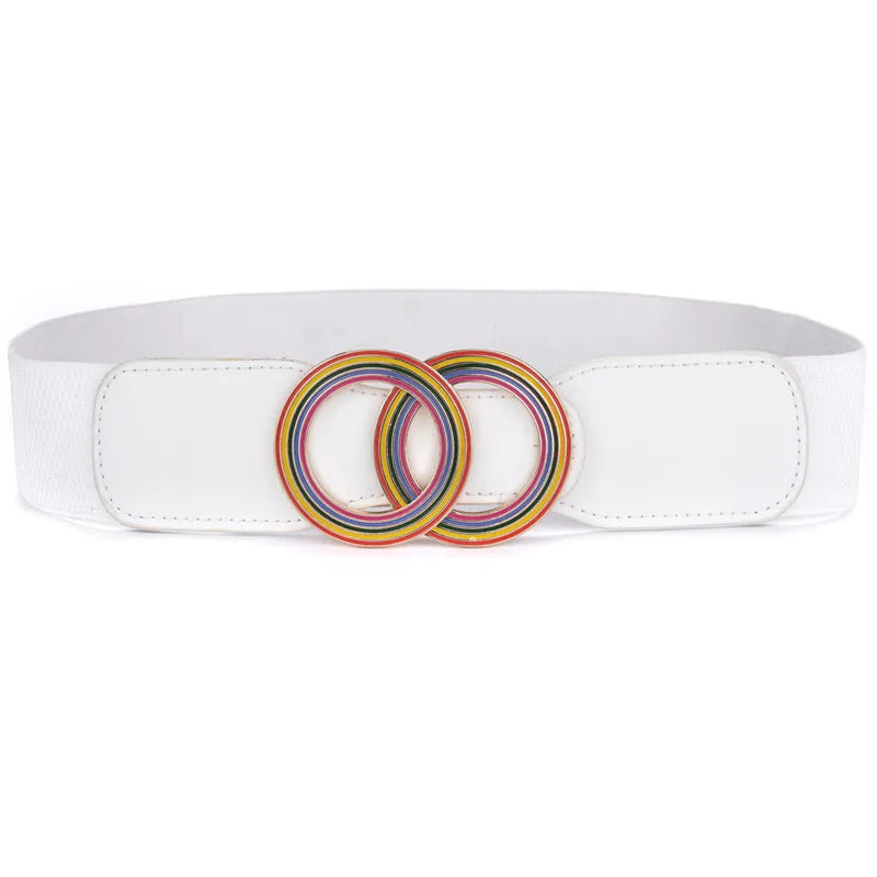 Ceinture Elastique Rouge Boucle Taille Haute Femme