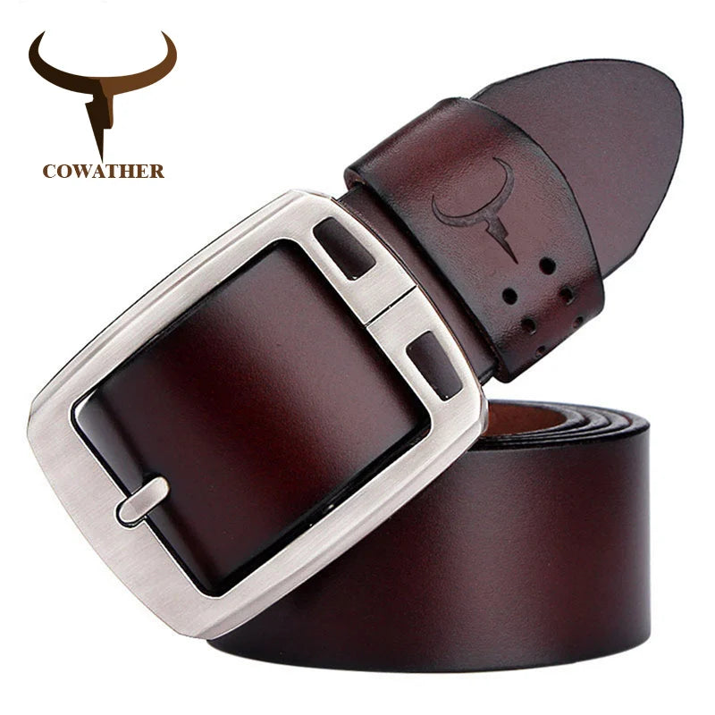 Ceinture Cuir Noir Boucle Grise Luxe Pour Homme